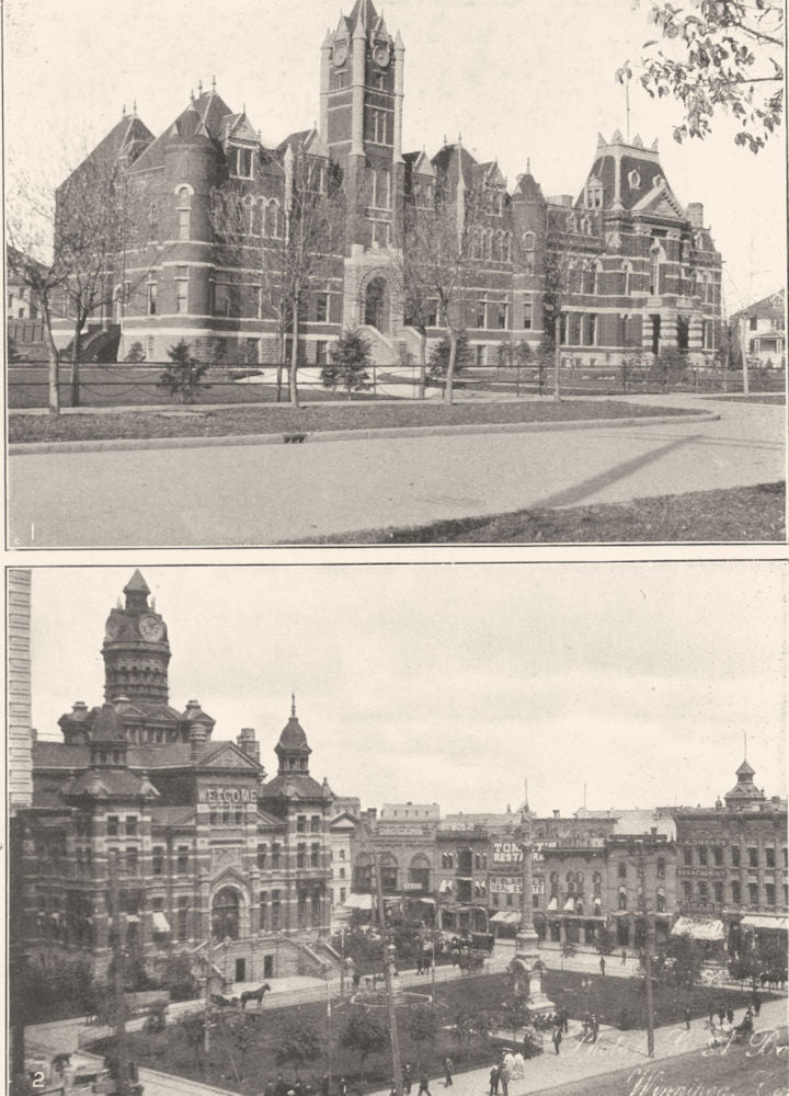 CANADA. Winnipeg 1 Law Courts; 2 city Hall Sq, with Municipal building 1907